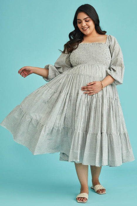 Ahna Stripes Tiered Maternity Dress