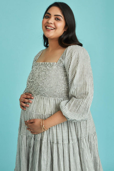 Ahna Stripes Tiered Maternity Dress