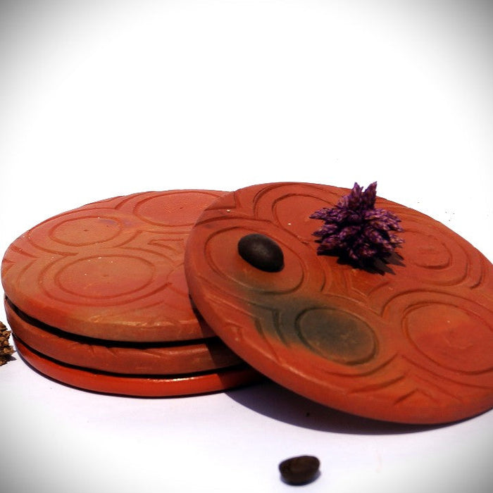 Handcrafted Terracotta Coasters Set Of 2