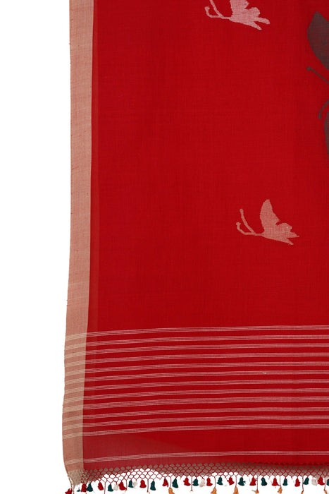 Phuliya Cotton Saree - Red