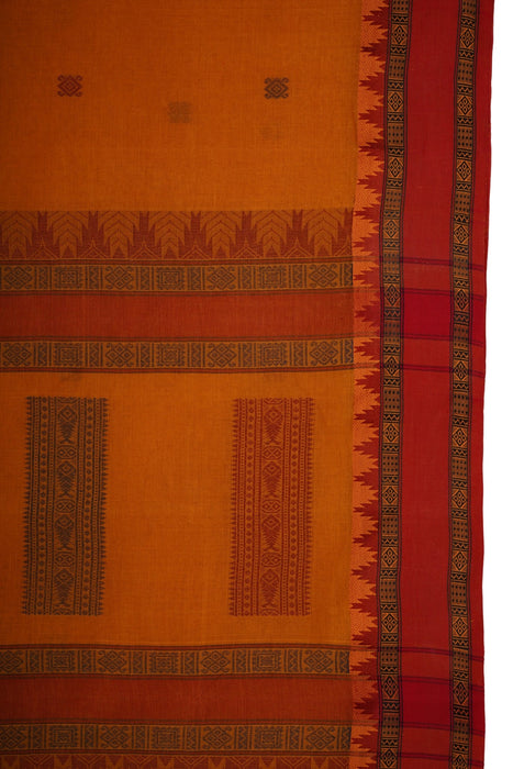 Taant Cotton Saree - Mustard