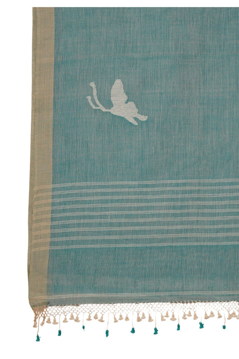 Phuliya Cotton Saree - Turquoise