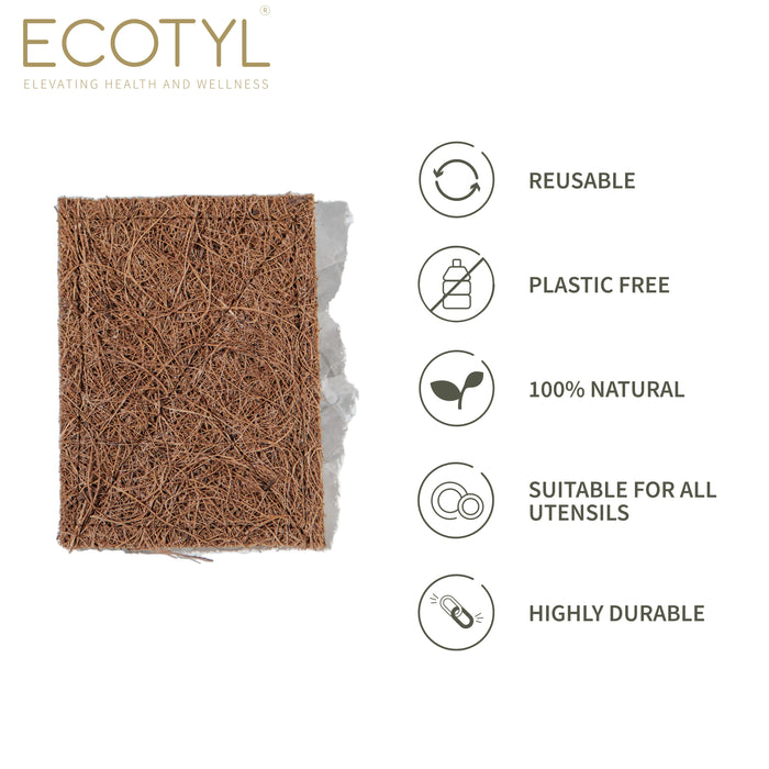 Coconut Scrub Pad | Dishwashing Pad | Natural Long-Lasting Stitched Coir Scrubber - Set Of 5