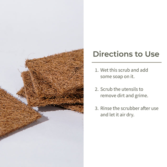 Coconut Scrub Pad | Dishwashing Pad | Natural Long-Lasting Stitched Coir Scrubber - Set Of 5