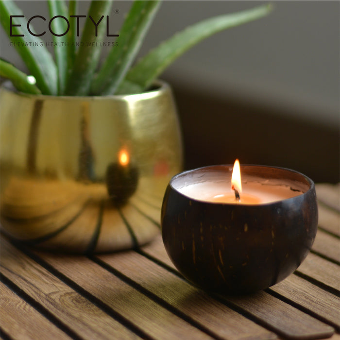 Coconut Shell Candle - Patchouli & Rosewood | Pure Soy Wax | 100G