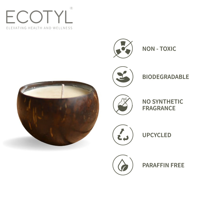 Coconut Shell Candle - Patchouli & Rosewood | Pure Soy Wax | 100G