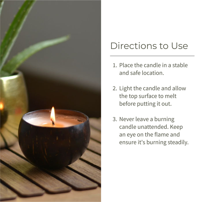 Coconut Shell Candle - Patchouli & Rosewood | Pure Soy Wax | 100G