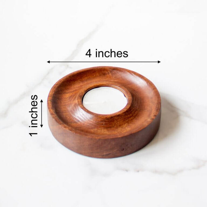 Wooden Concentric Tealight Candle