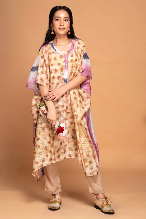 Bageeya “Amara” Natural Dyed Handcrafted Handwoven Chanderi Rohanna kurti | Crafted with Rose, Lac, Indigo