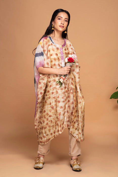 Bageeya “Amara” Natural Dyed Handcrafted Handwoven Chanderi Rohanna kurti | Crafted with Rose, Lac, Indigo