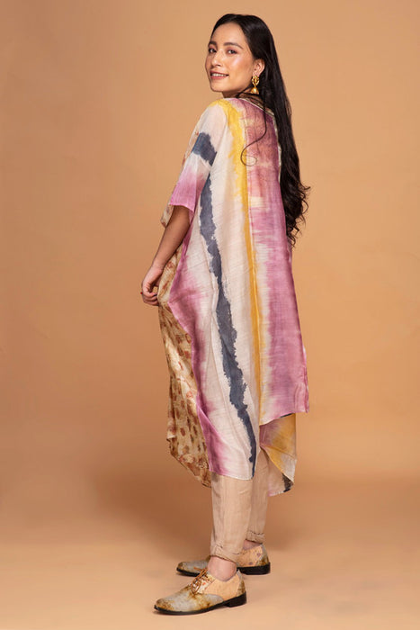 Bageeya “Amara” Natural Dyed Handcrafted Handwoven Chanderi Rohanna kurti | Crafted with Rose, Lac, Indigo