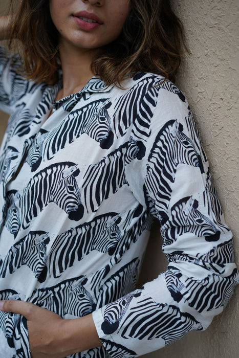 Zippy Zebra Jacket Style Shirt