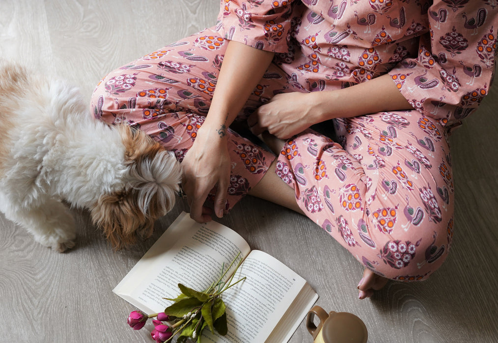 Peachy Peacock PJ Set (with matching scrunchy)