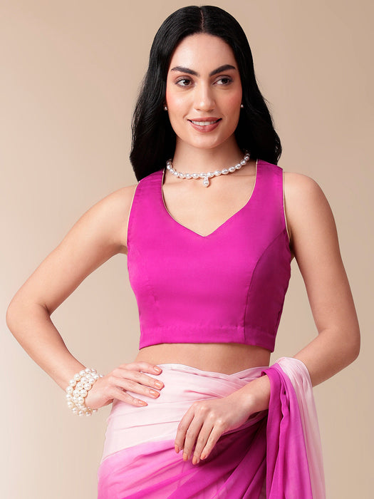 Pink Sunrise Chiffon Saree ( Pink Ombre Shaded Chiffon Saree)