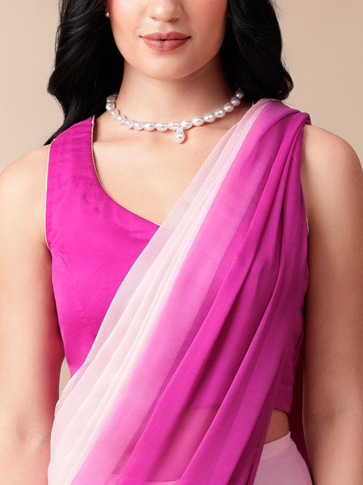 Pink Sunrise Chiffon Saree ( Pink Ombre Shaded Chiffon Saree)