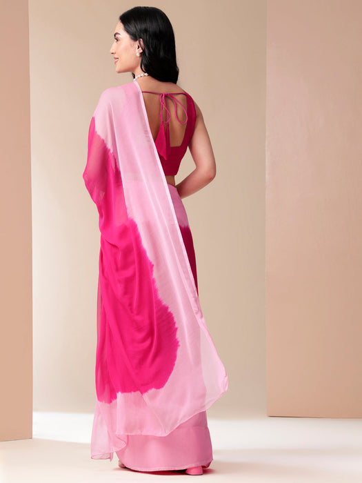 Pink Ombre Chiffon Saree