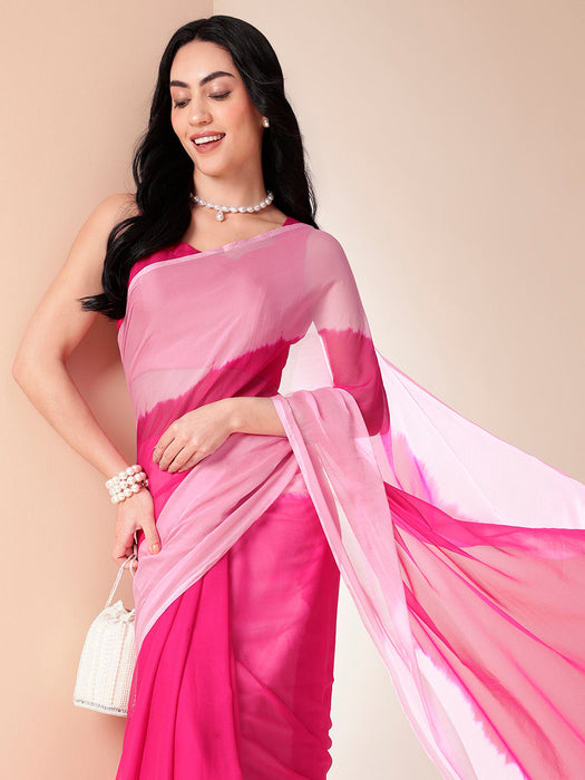 Pink Ombre Chiffon Saree