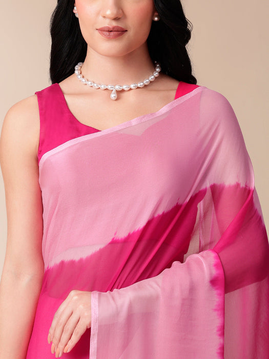 Pink Ombre Chiffon Saree