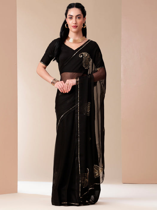 Starry Night Sequin Chiffon Saree