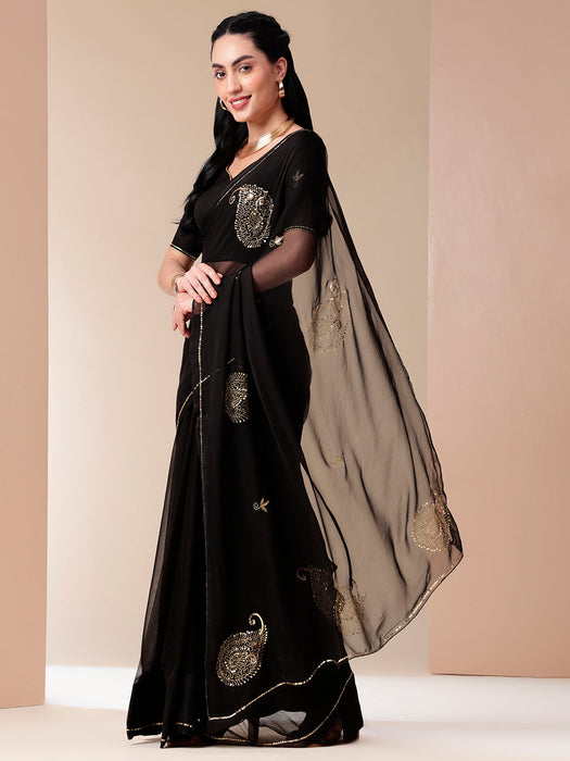 Starry Night Sequin Chiffon Saree