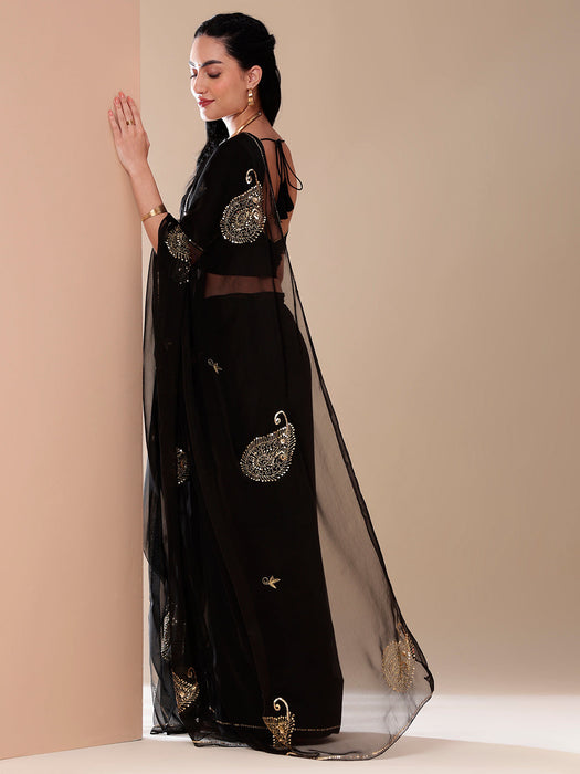 Starry Night Sequin Chiffon Saree