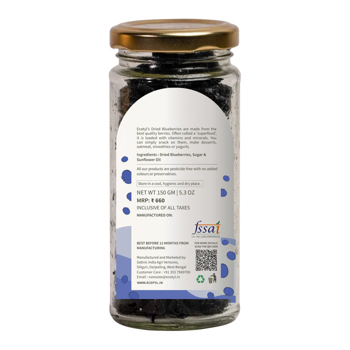 Dried Blueberries | Whole Dried Fruit | Healthy Snack |150G