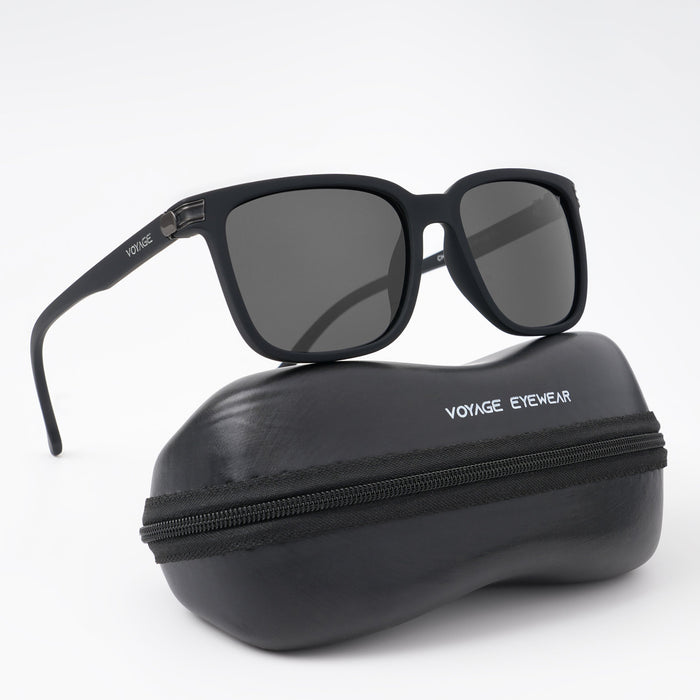 Voyage Exclusive Wayfarer Polarized Sunglasses for Men & Women (Black Lens | Matt Black Frame - PMG5249)