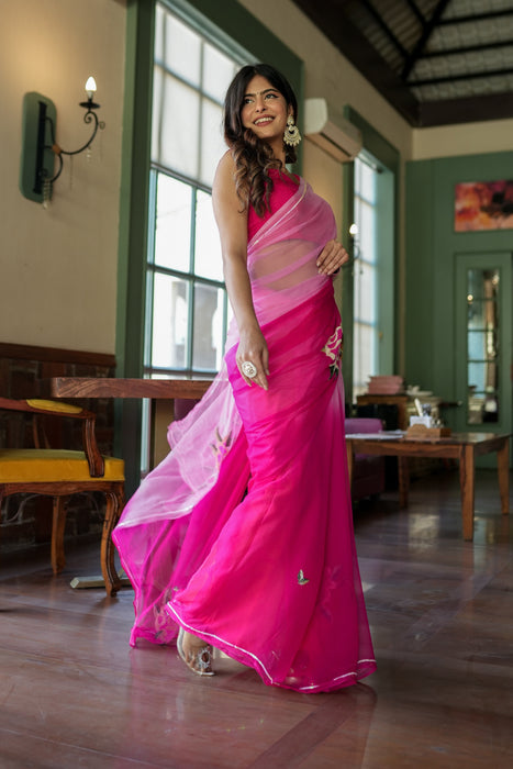 Intricate blossom elegance (Sequins Handwork Saree)