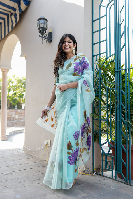 Royal Blue Strokes Saree