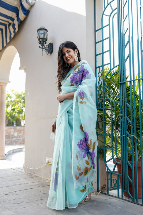 Royal Blue Strokes Saree