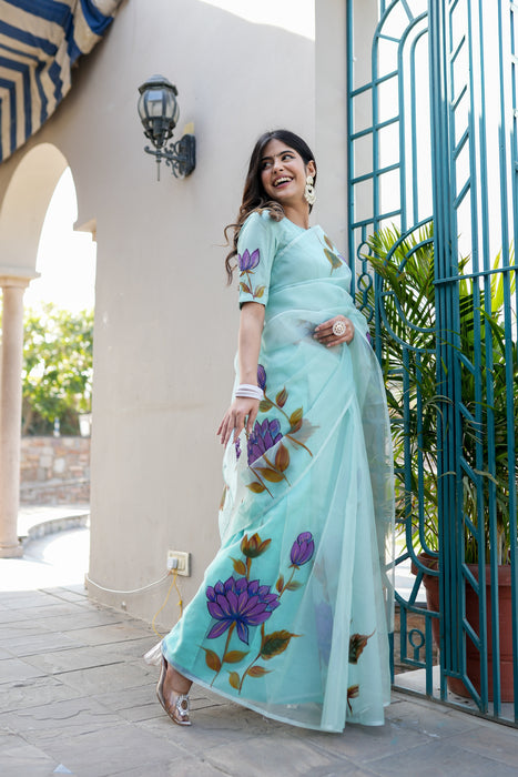 Royal Blue Strokes Saree