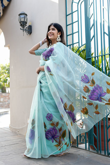 Royal Blue Strokes Saree