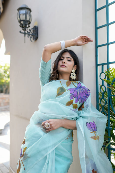 Royal Blue Strokes Saree