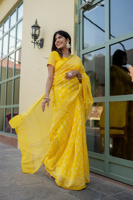 Graceful Grid Saree