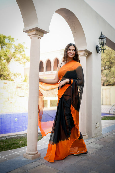 Dusk Delight (Chiffon Dual shaded Saree)