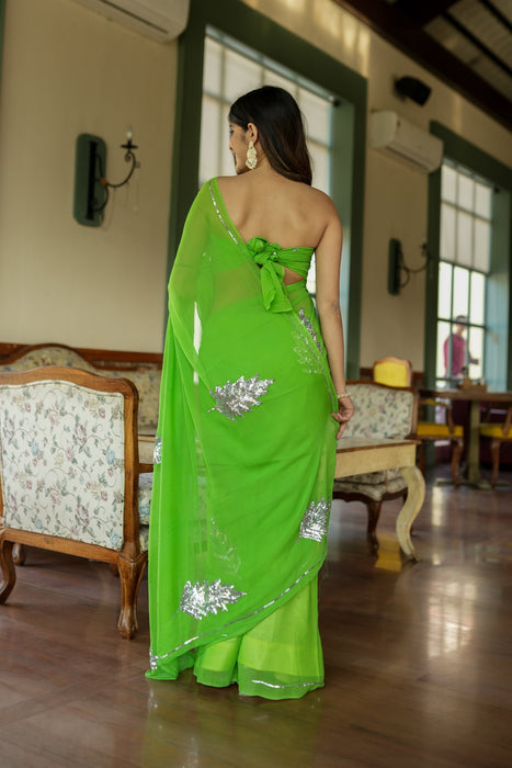 Crafted Comfort (Sequins Handwork Pure Chiffon Saree)