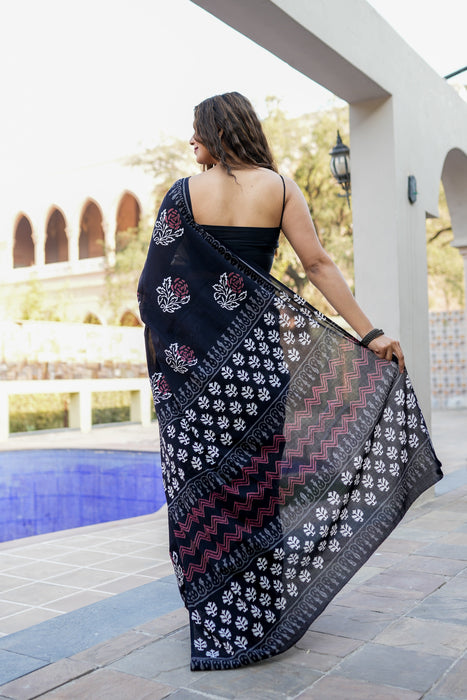 Hand Block Twilight Saree