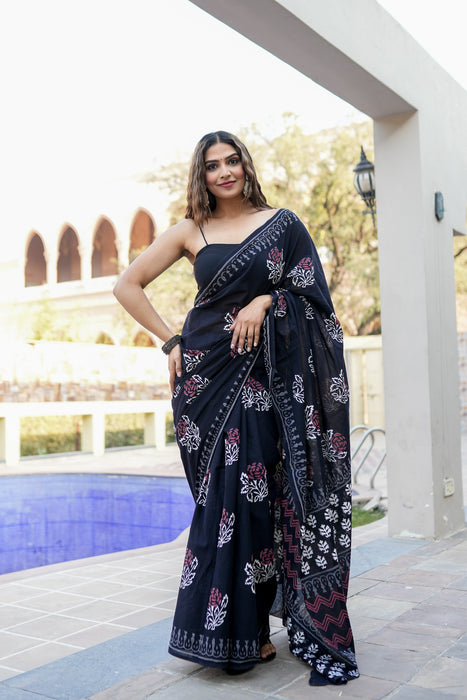 Hand Block Twilight Saree