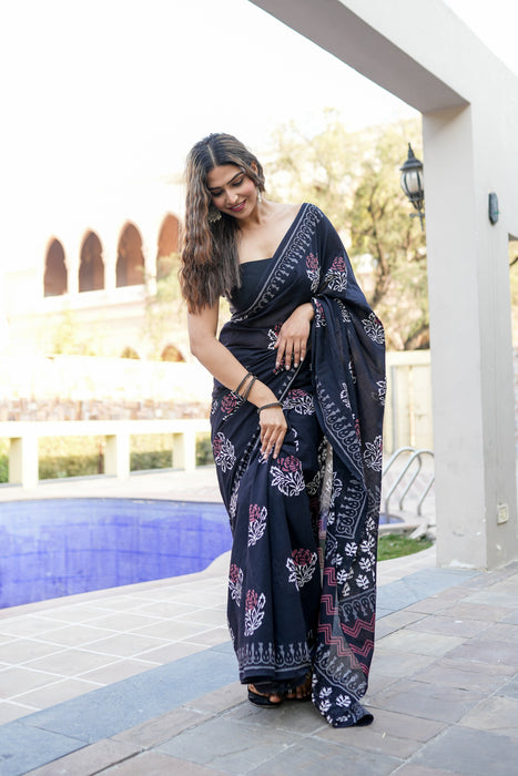 Hand Block Twilight Saree