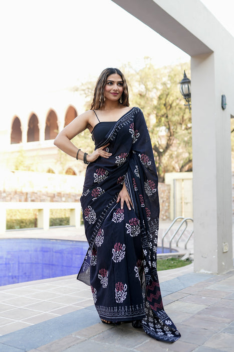 Hand Block Twilight Saree