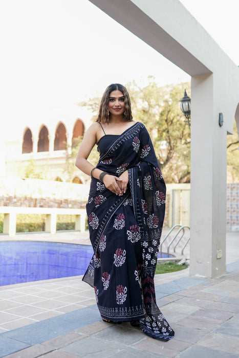 Hand Block Twilight Saree