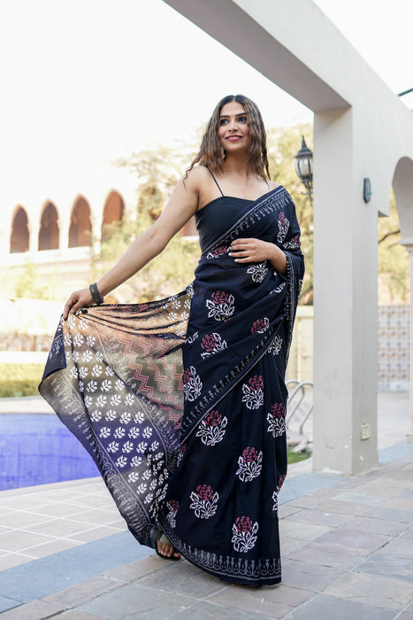 Hand Block Twilight Saree