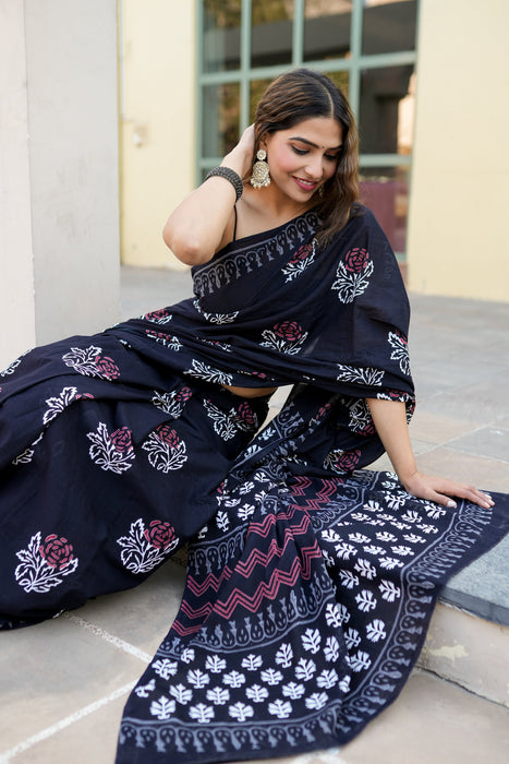 Hand Block Twilight Saree