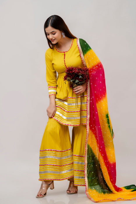 Cotton Sharara Set for Women-WT3017YELLOW