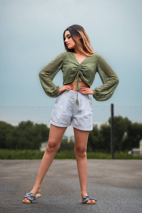 WHITE DOTTED SHORTS