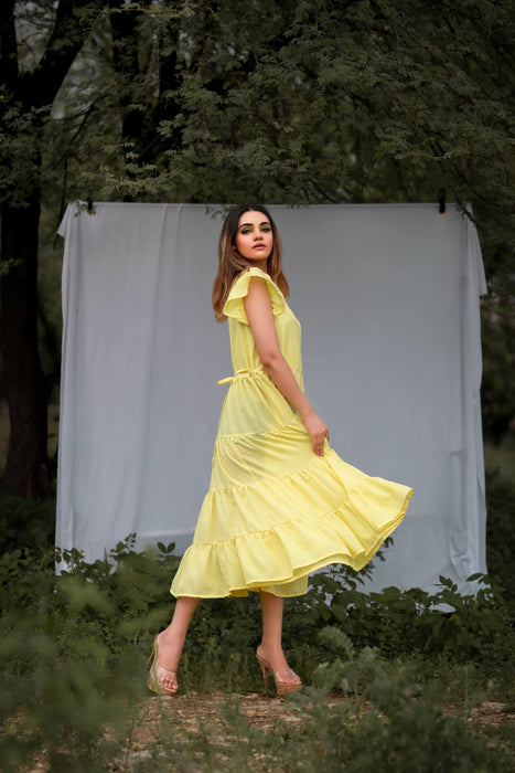 YELLOWISH TIERD SASSY MAXI DRESS