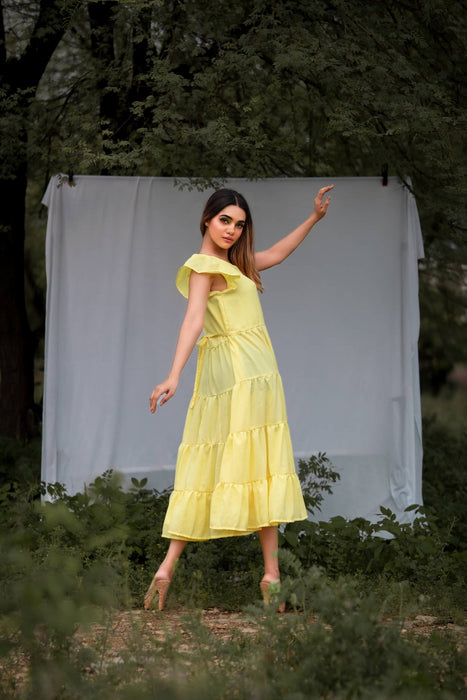 YELLOWISH TIERD SASSY MAXI DRESS