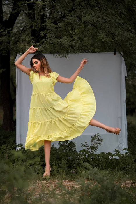 YELLOWISH TIERD SASSY MAXI DRESS