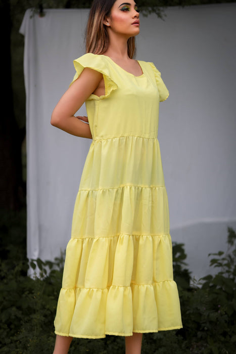 YELLOWISH TIERD SASSY MAXI DRESS