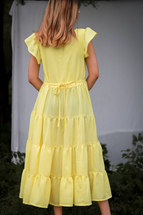 YELLOWISH TIERD SASSY MAXI DRESS